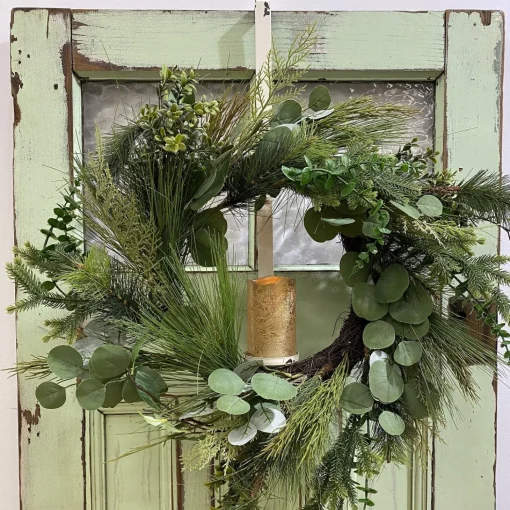 Adjustable White Wreath Hanger with Candle Holder Cheap