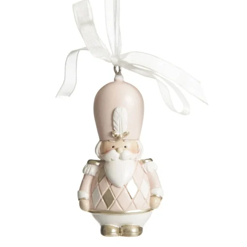 Adorable Pink Rocking Horse and Nutcracker Christmas Decoration - Set of 2 Cheap