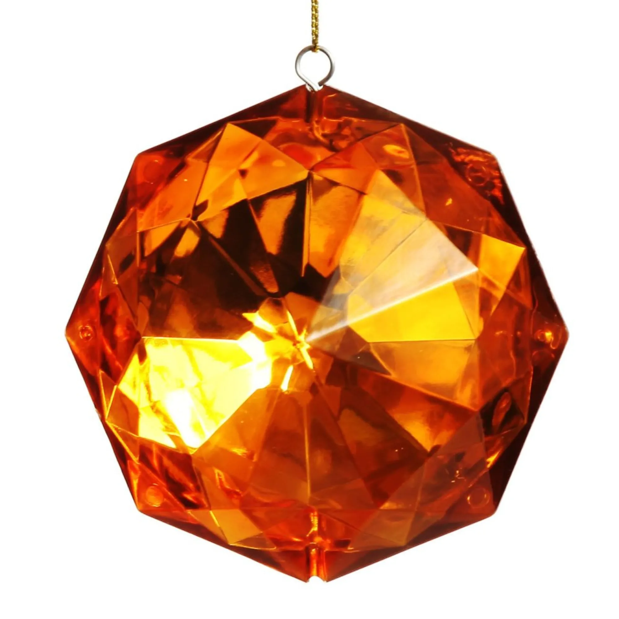 Amber Octagonal Cut Gem Christmas Hanging Decoration Sale