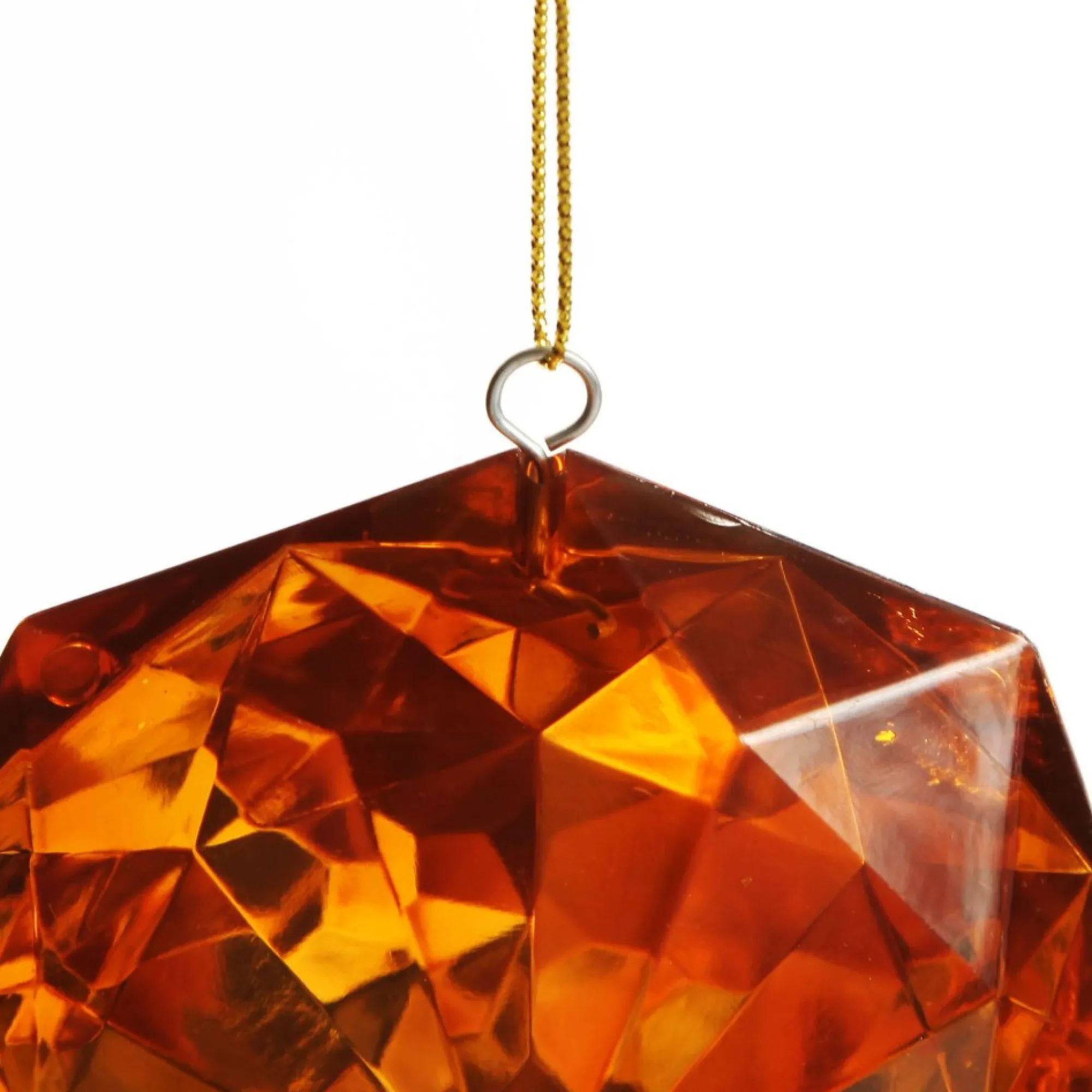 Amber Octagonal Cut Gem Christmas Hanging Decoration Sale