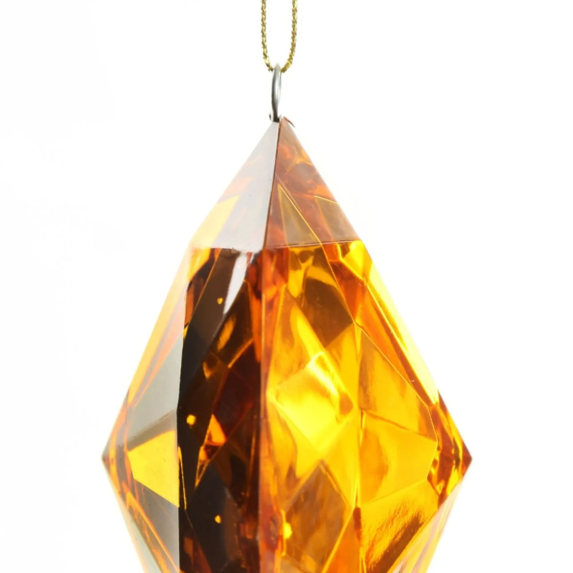 Amber Octagonal Cut Gem Christmas Hanging Decoration Sale