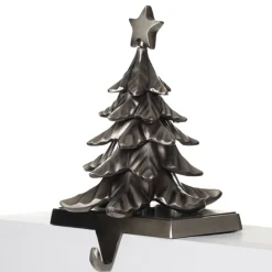Antique Silver 3D Tree Christmas Stocking Hanger Discount
