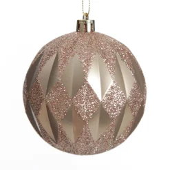 Assorted Decorative Pink Shatterproof Christmas Baubles - Set of 6 Cheap