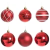 Assorted Decorative Red and White Shatterproof Christmas Baubles - Set of 6 Hot