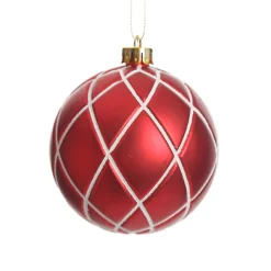 Assorted Decorative Red and White Shatterproof Christmas Baubles - Set of 6 Hot