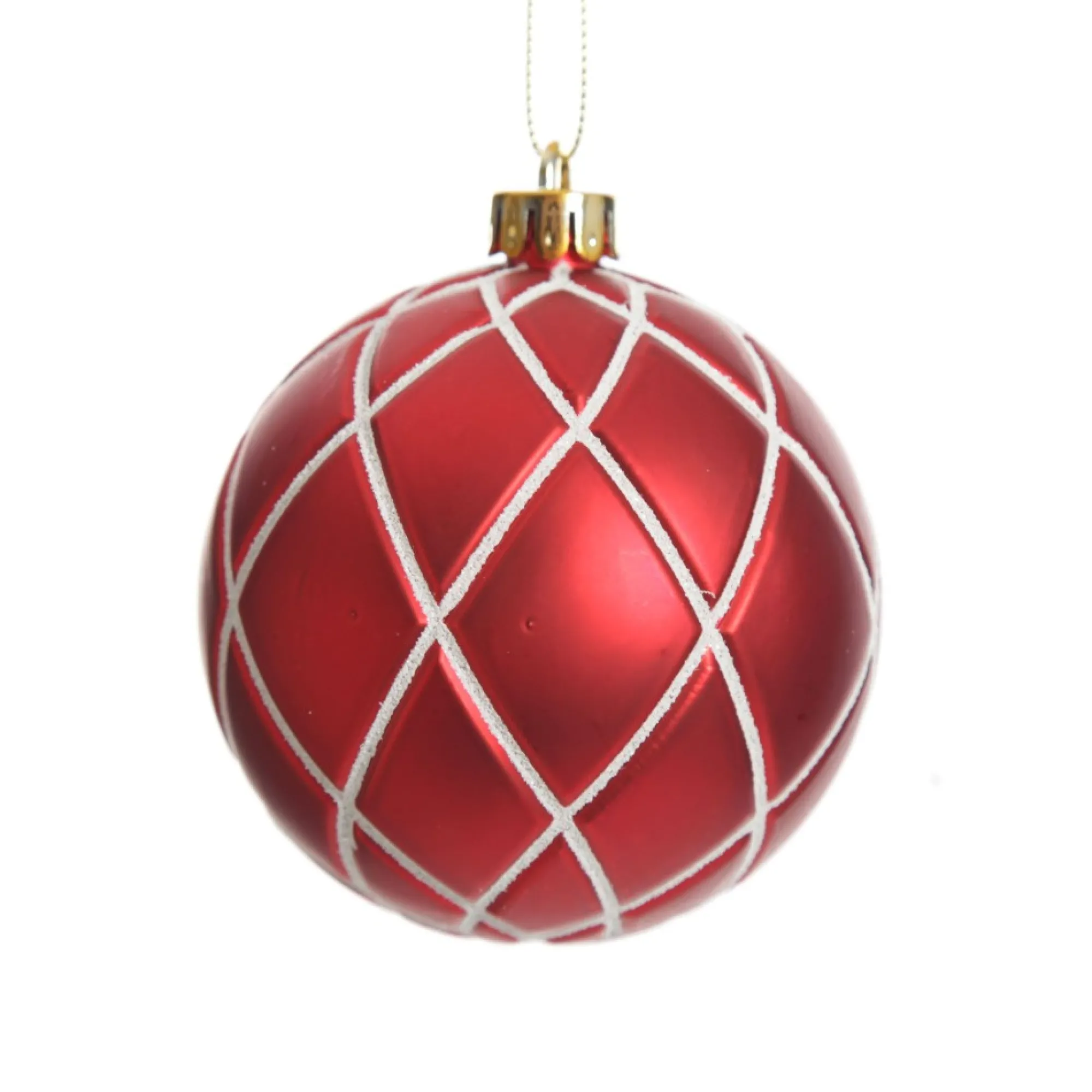 Assorted Decorative Red and White Shatterproof Christmas Baubles - Set of 6 Hot