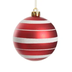 Assorted Decorative Red and White Shatterproof Christmas Baubles - Set of 6 Hot