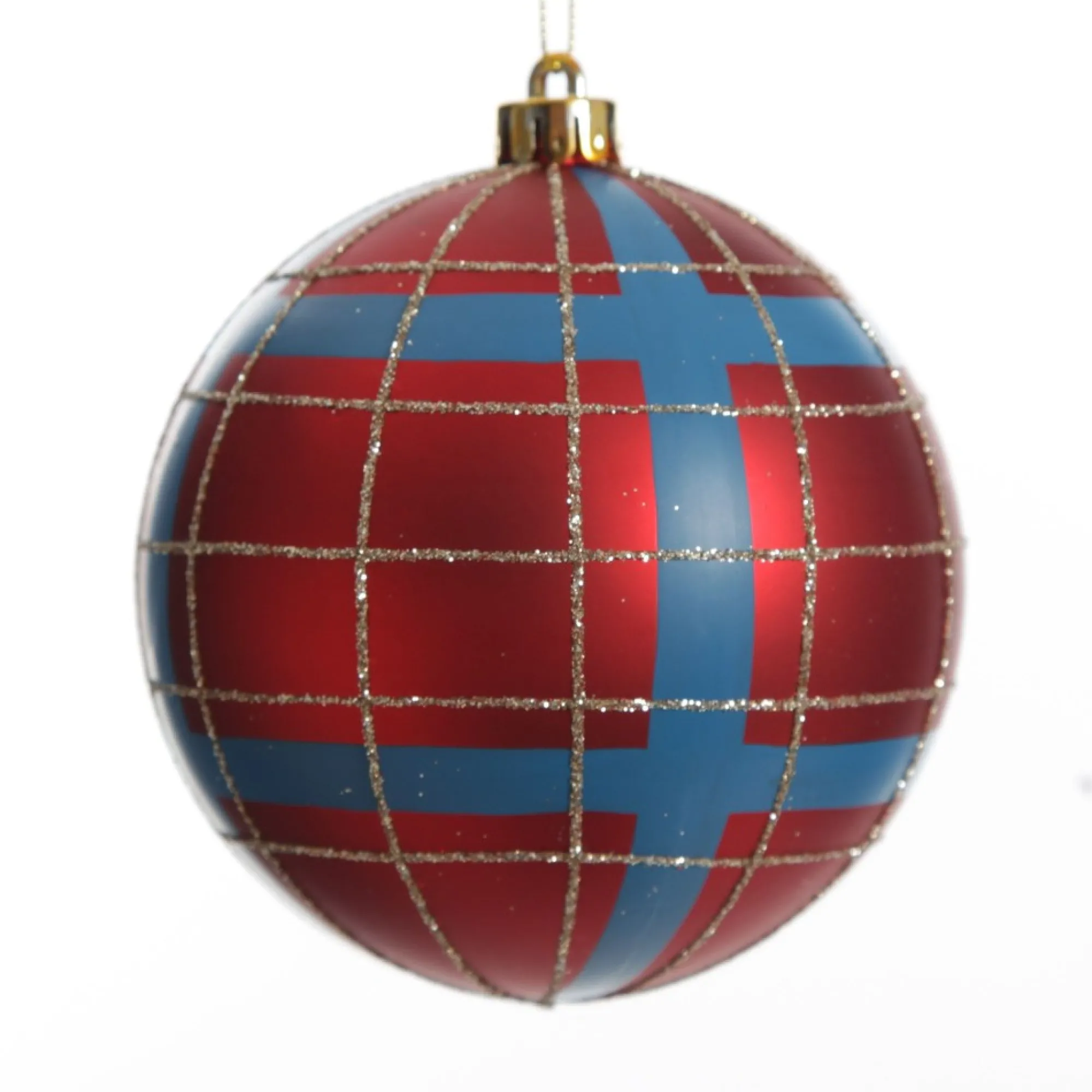 Assorted Decorative Red and Blue Shatterproof Christmas Baubles - Set of 4 New