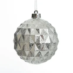 Assorted Decorative Silver Shatterproof Christmas Baubles - Set of 6 Clearance