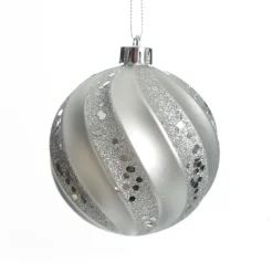 Assorted Decorative Silver Shatterproof Christmas Baubles - Set of 6 Clearance