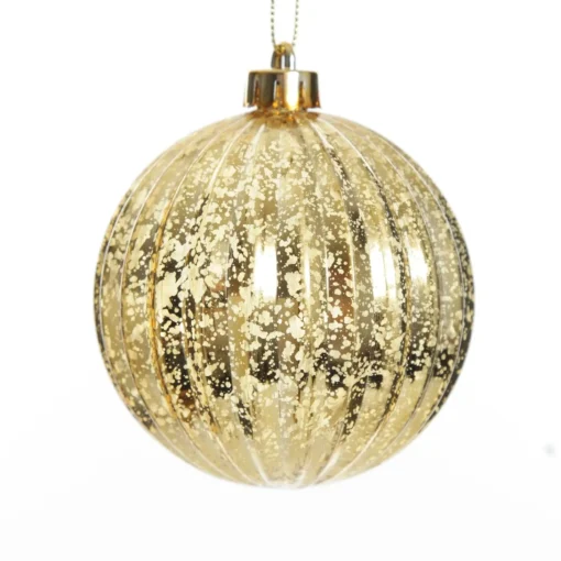 Assorted Gold Mercury Shatterproof Christmas Baubles - Set of 6 New