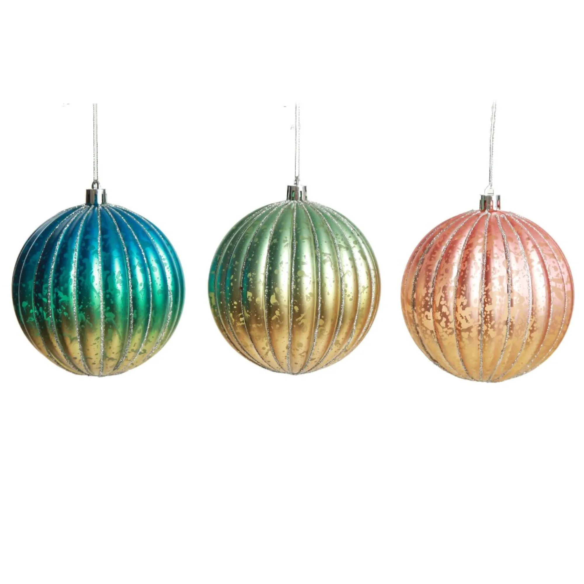 Assorted Ombre Pastel Ribbed Shatterproof Christmas Baubles - Set of 3 Shop