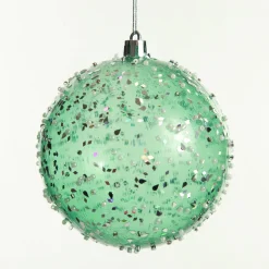 Assorted Pastel Sequin Sprinkles Shatterproof Christmas Baubles - Set of 3 New