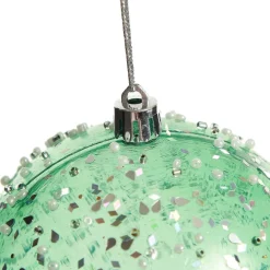 Assorted Pastel Sequin Sprinkles Shatterproof Christmas Baubles - Set of 3 New