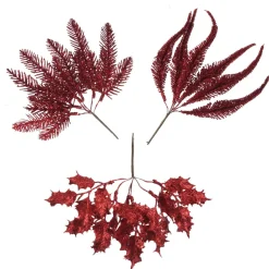 Assorted Red Glitter Christmas Pick Trio Fashion