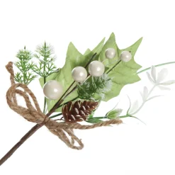 Assorted White Berry and Leaf Christmas Bouquet Pick Trio New