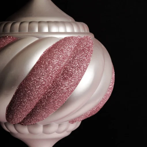 Baby Pink Glitter Swirl Christmas Onion Bauble Sale