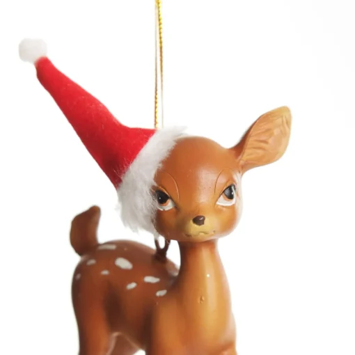 Bambi with Santa Hat Hanging Christmas Decoration Flash Sale