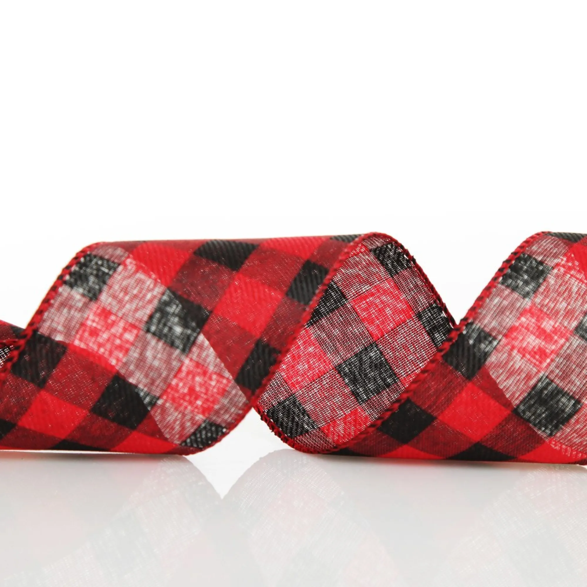Black and Red Large Buffalo Check Wired Ribbon - 6.25cm Outlet