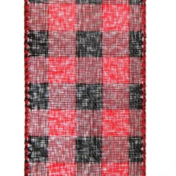 Black and Red Large Buffalo Check Wired Ribbon - 6.25cm Outlet