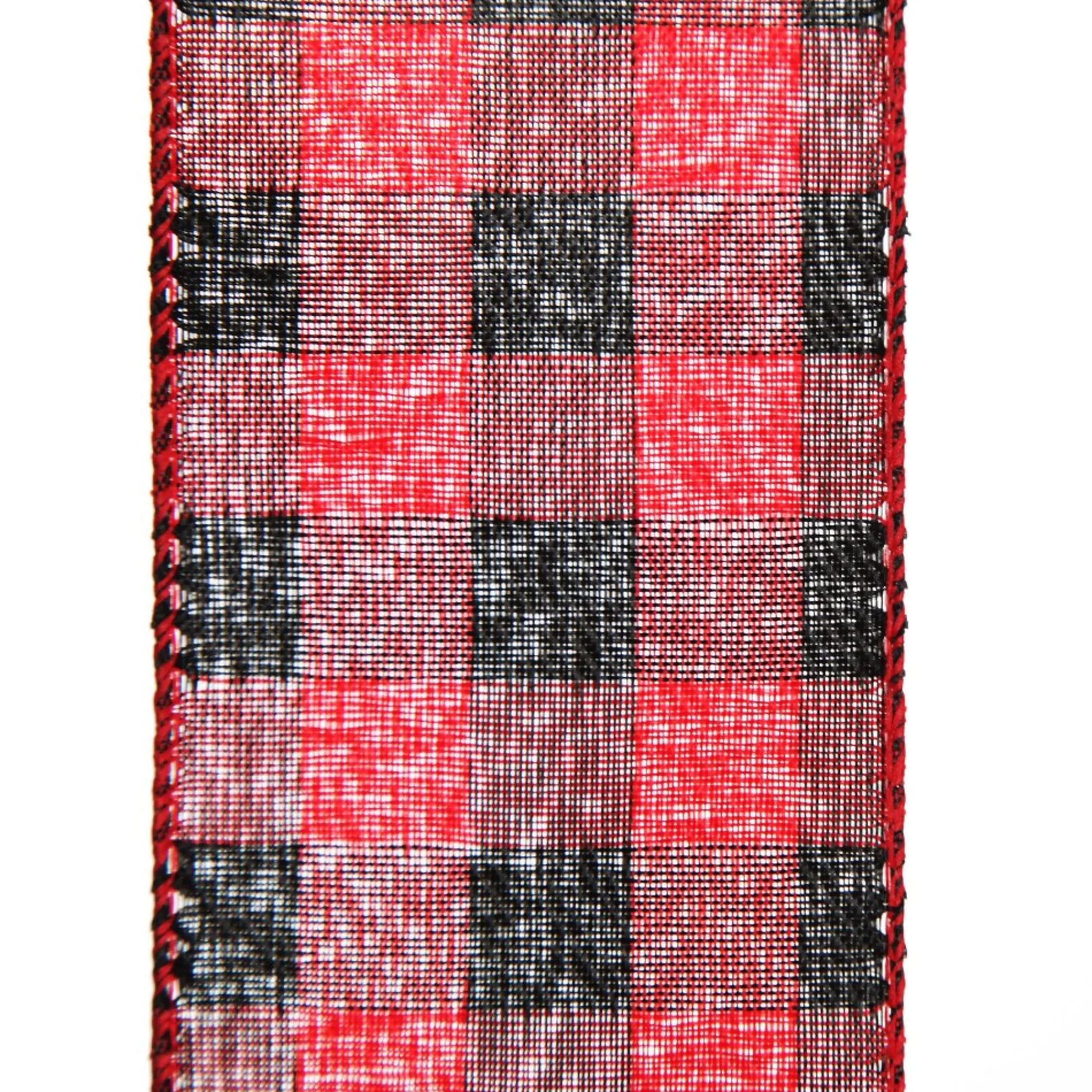 Black and Red Large Buffalo Check Wired Ribbon - 6.25cm Outlet
