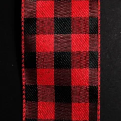 Black and Red Large Buffalo Check Wired Ribbon - 6.25cm Outlet