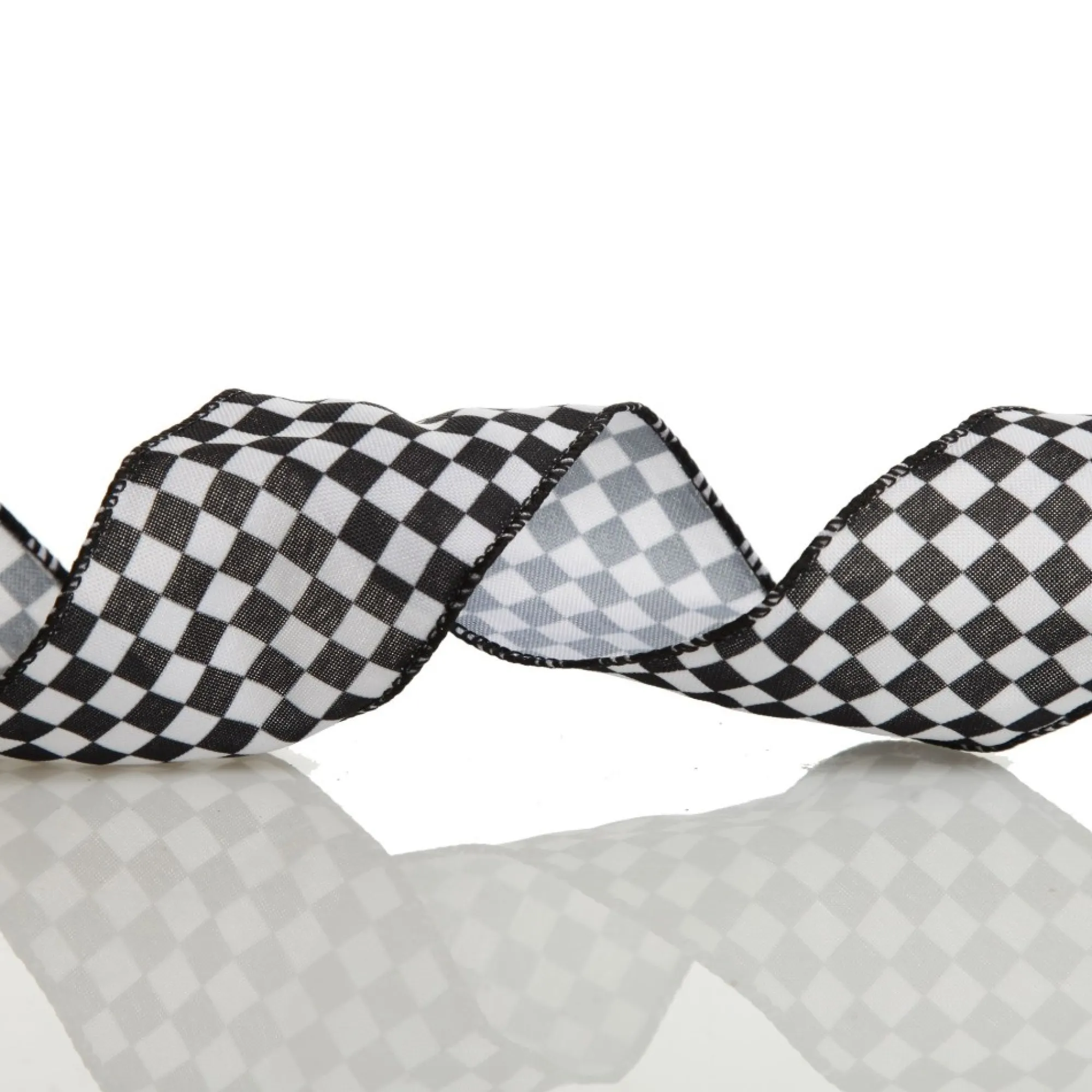 Black and White Buffalo Check Wired Ribbon - 6.5cm Best Sale