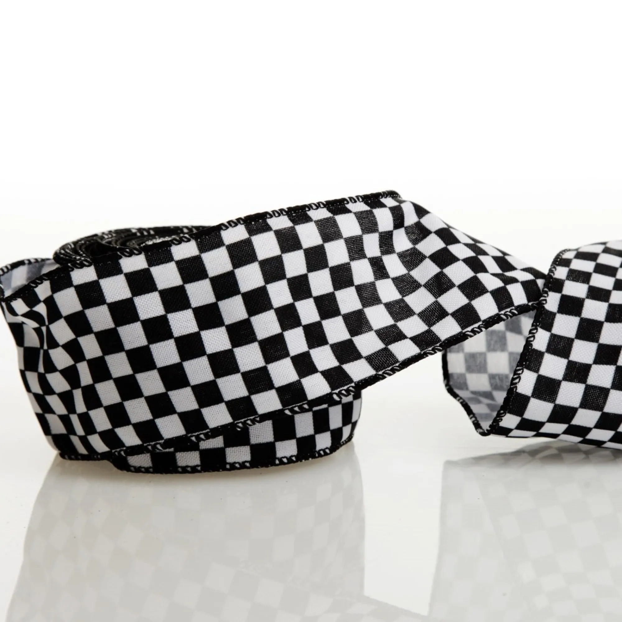 Black and White Buffalo Check Wired Ribbon - 6.5cm Best Sale