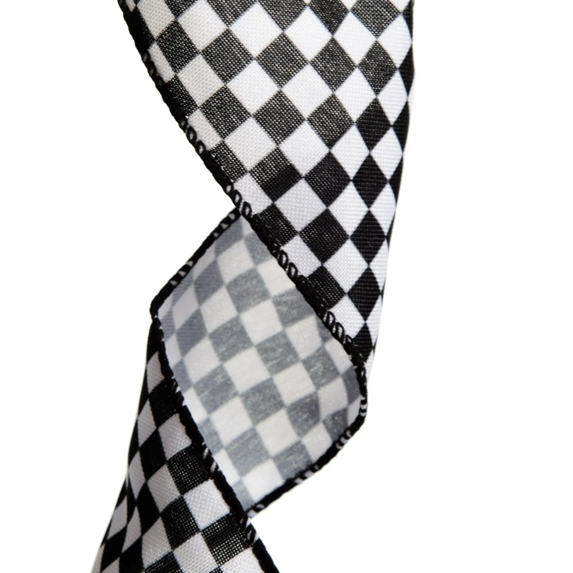 Black and White Buffalo Check Wired Ribbon - 6.5cm Best Sale