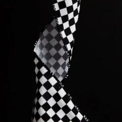 Black and White Buffalo Check Wired Ribbon - 6.5cm Best Sale