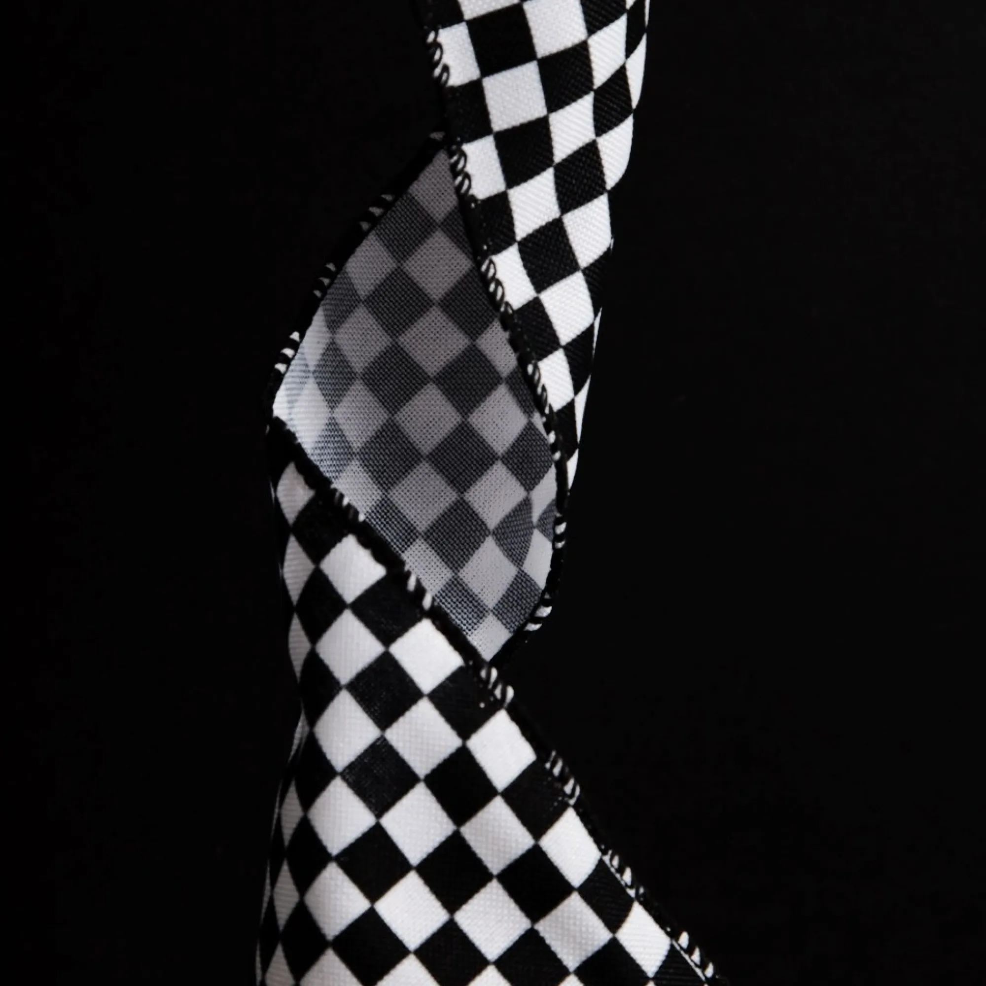 Black and White Buffalo Check Wired Ribbon - 6.5cm Best Sale
