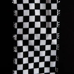 Black and White Buffalo Check Wired Ribbon - 6.5cm Best Sale