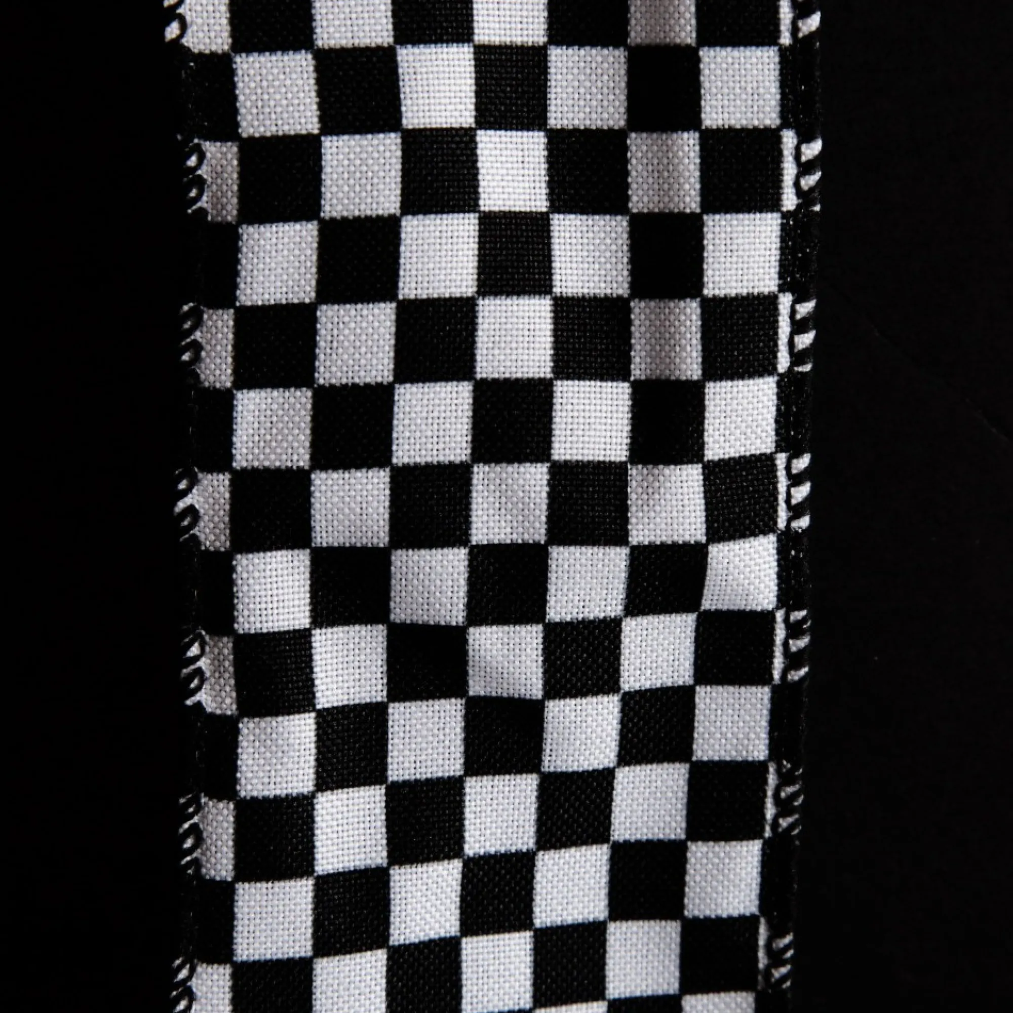 Black and White Buffalo Check Wired Ribbon - 6.5cm Best Sale