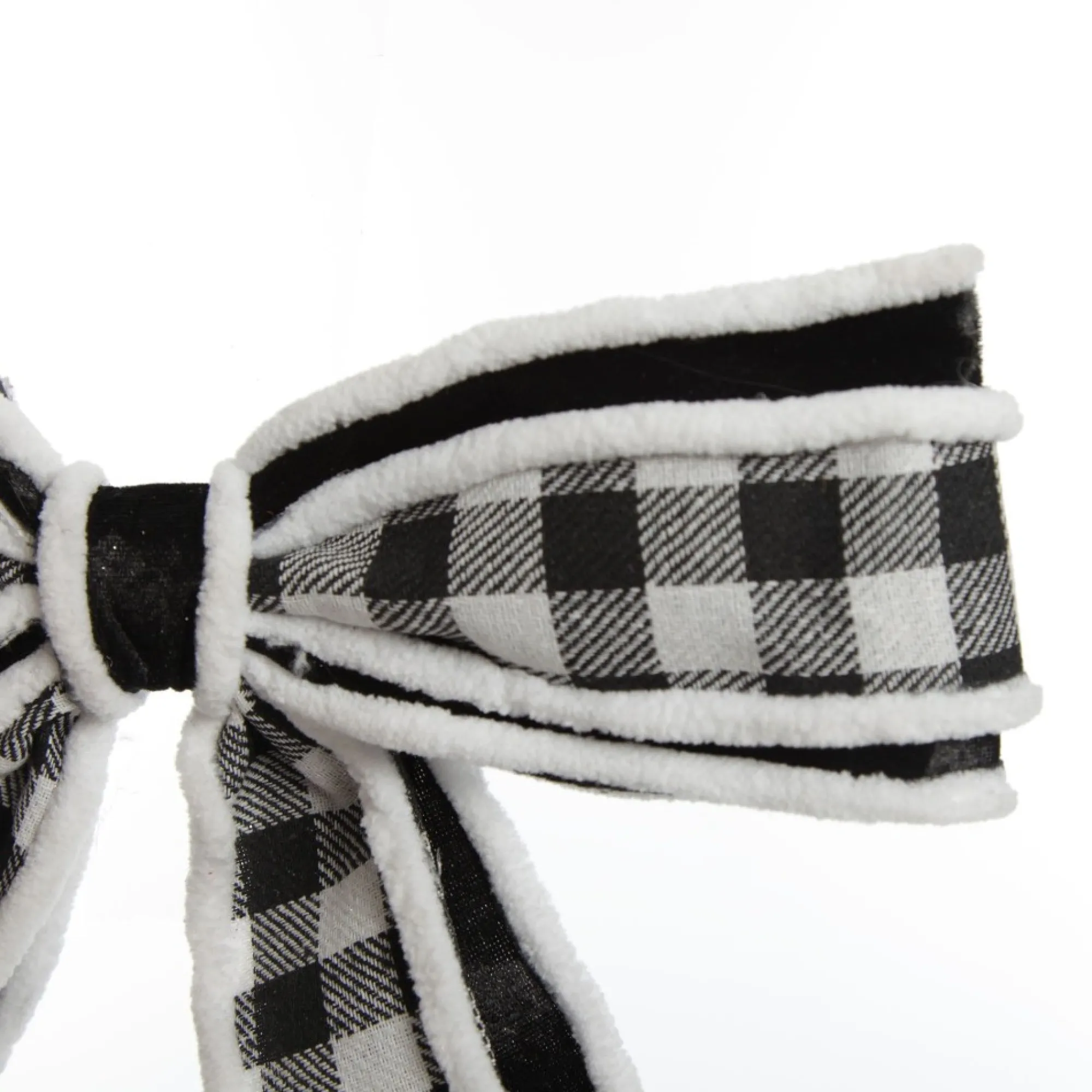 Black and White Check Christmas Bow with Fur Trim Cheap