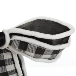 Black and White Check Christmas Bow with Fur Trim Cheap