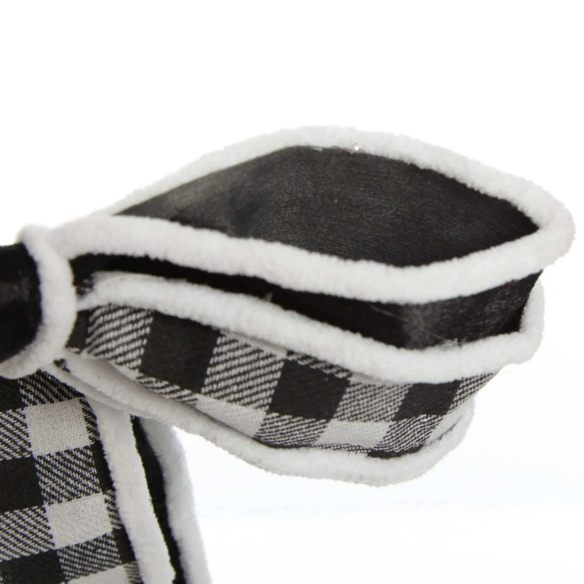 Black and White Check Christmas Bow with Fur Trim Cheap