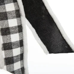 Black and White Check Christmas Bow with Fur Trim Cheap