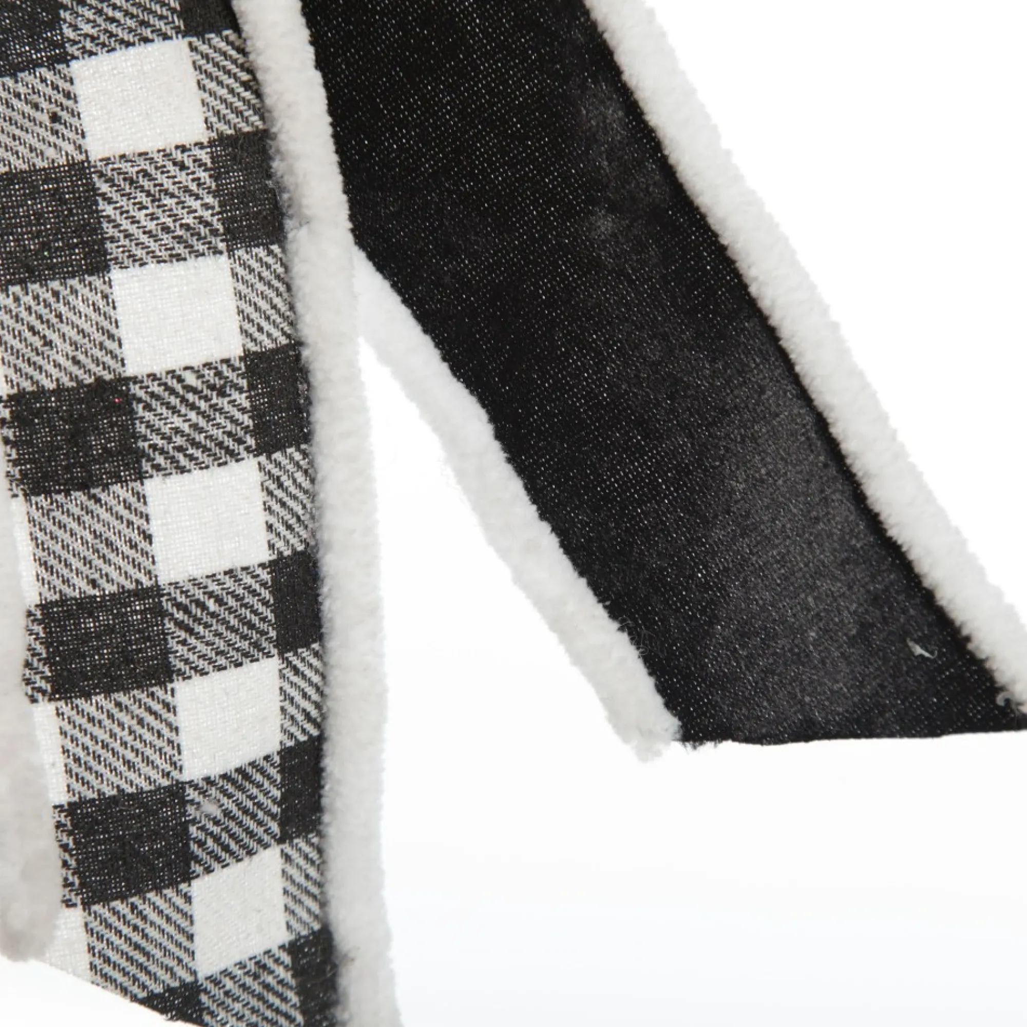 Black and White Check Christmas Bow with Fur Trim Cheap