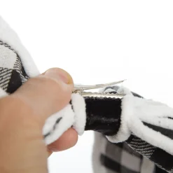 Black and White Check Christmas Bow with Fur Trim Cheap