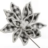 Black and White Check Flower Stem with Fur Trim New