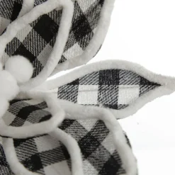 Black and White Check Flower Stem with Fur Trim New