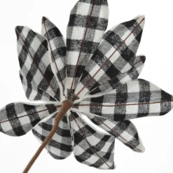 Black and White Check Flower Stem with Fur Trim New