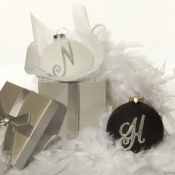 Black Bling Monogram Christmas Bauble Outlet