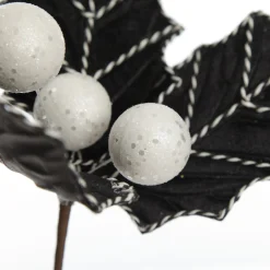 Black Christmas Holly Leaf Clip with Twine Trim Online