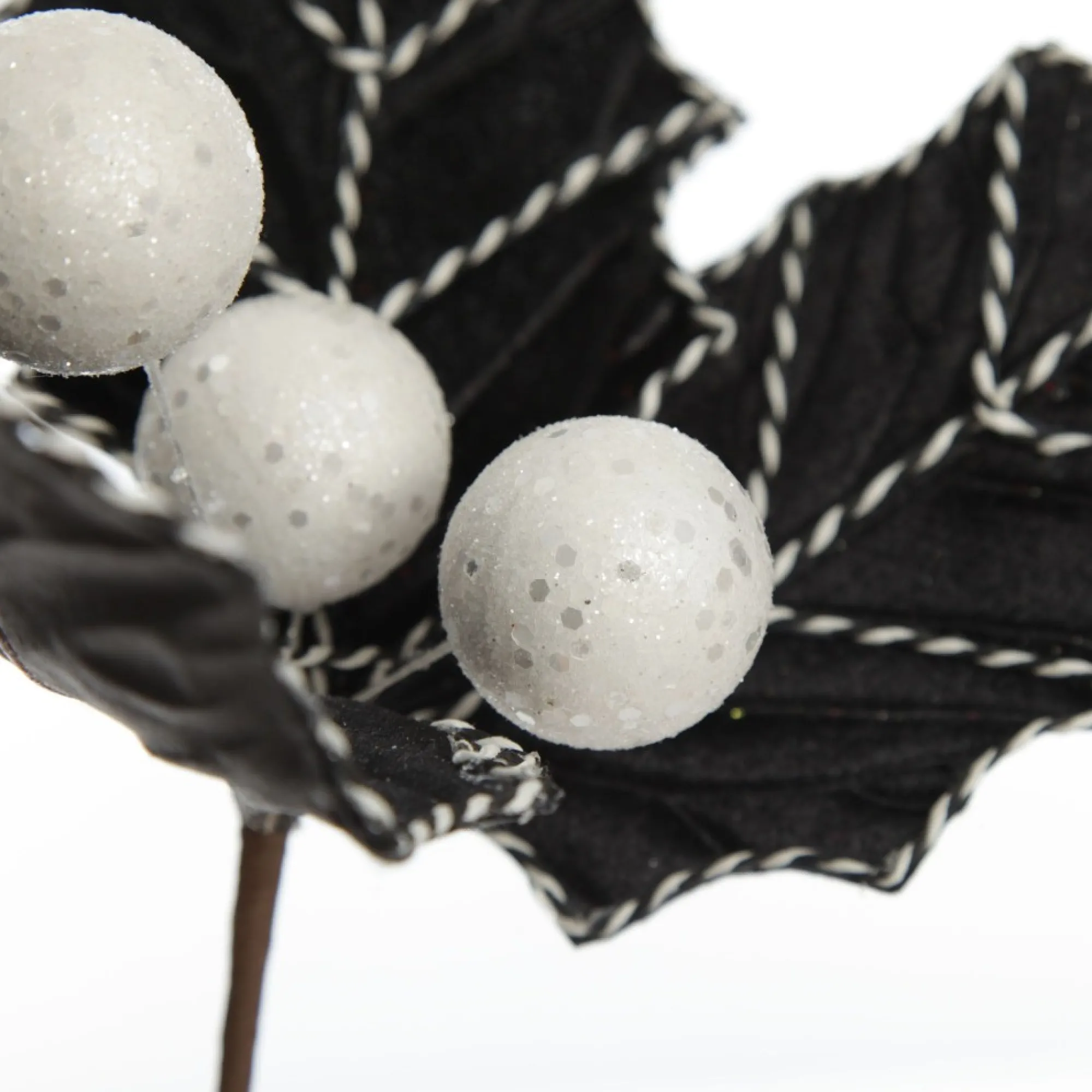 Black Christmas Holly Leaf Clip with Twine Trim Online