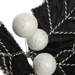 Black Christmas Holly Leaf Clip with Twine Trim Online