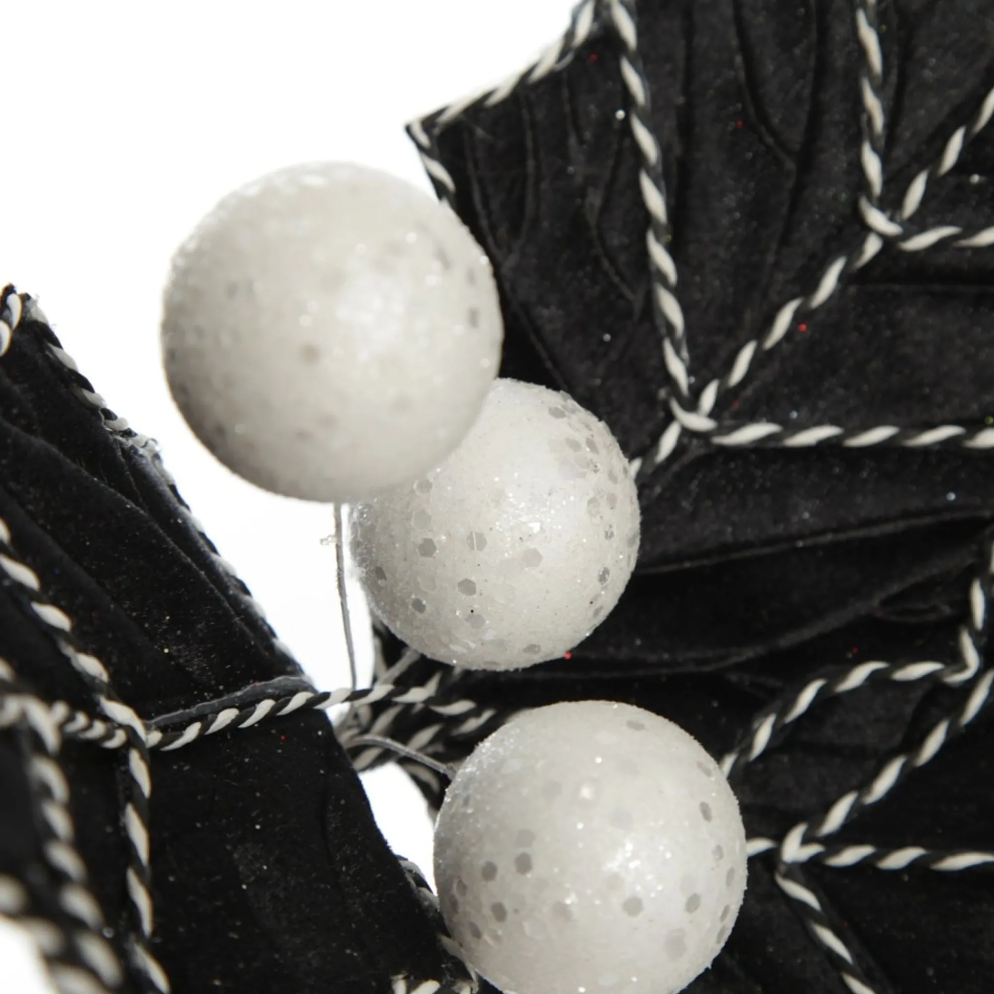 Black Christmas Holly Leaf Clip with Twine Trim Online