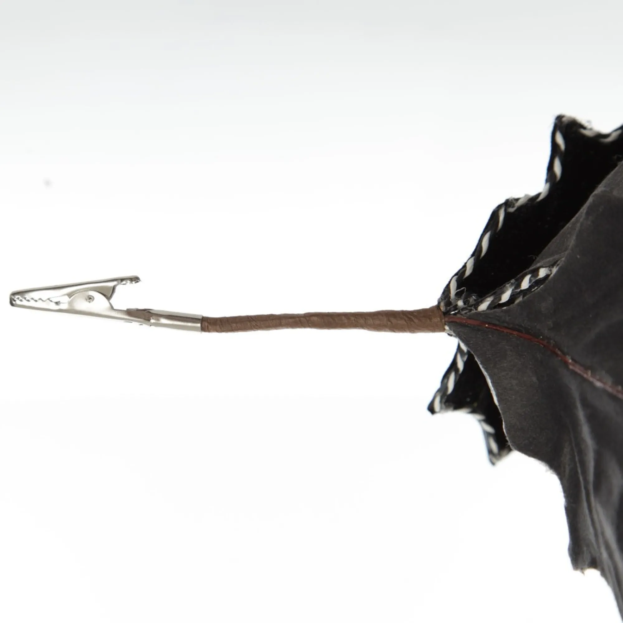 Black Christmas Holly Leaf Clip with Twine Trim Online