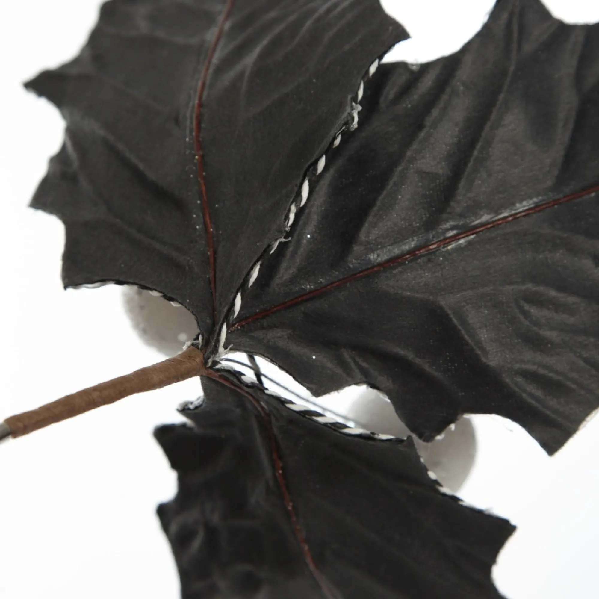 Black Christmas Holly Leaf Clip with Twine Trim Online