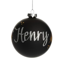 Black Glass Personalised Christmas Bauble Sale